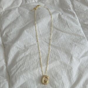 BaubleBar Gold 'G' Pavé Pendant Necklace